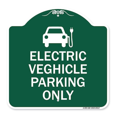 Signmission Electric Vehicle Parking W/ Graphic, Green & White Aluminum Sign, 18" x 18", GW-1818-24117 A-DES-GW-1818-24117
